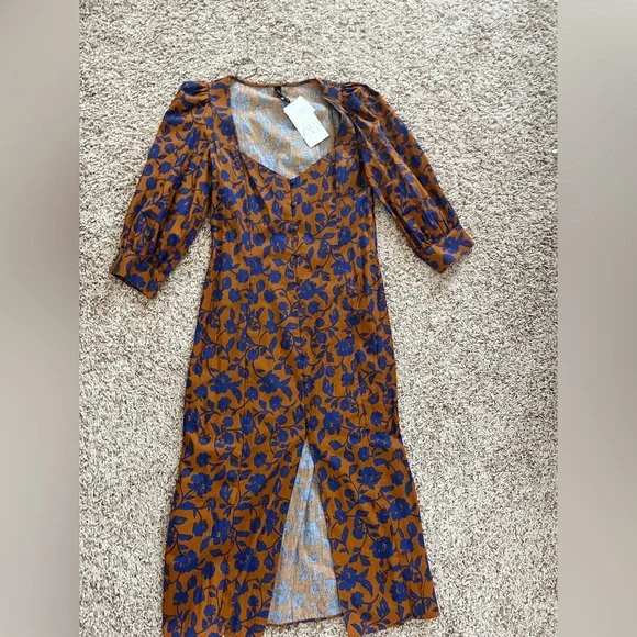 Zara Poplin long floral midi skirt dress - Picture 14 of 17